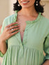 Green Dobby Pure Cotton Self Design A-line Maternity Kurta Pant Set